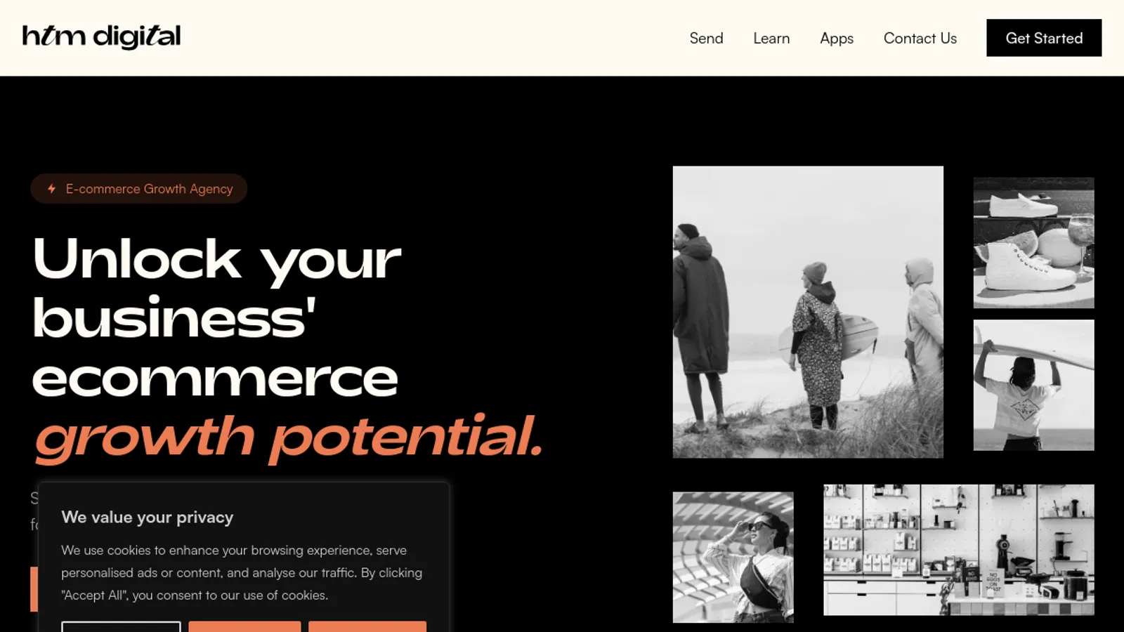 Screenshot of the HTM Digital homepage