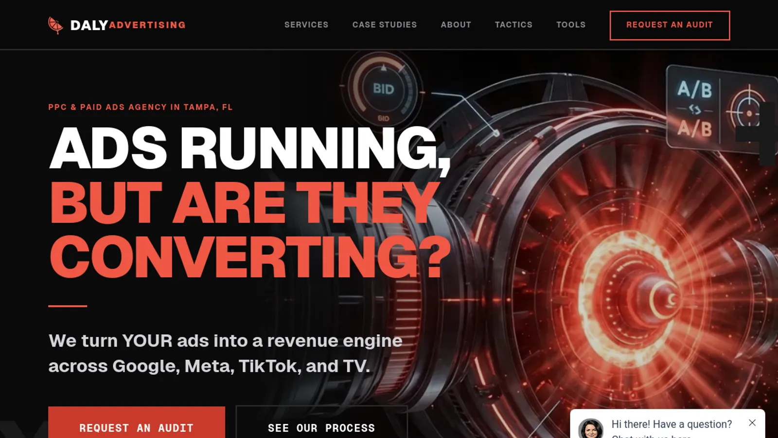 Screenshot of the Bullseye Agency homepage