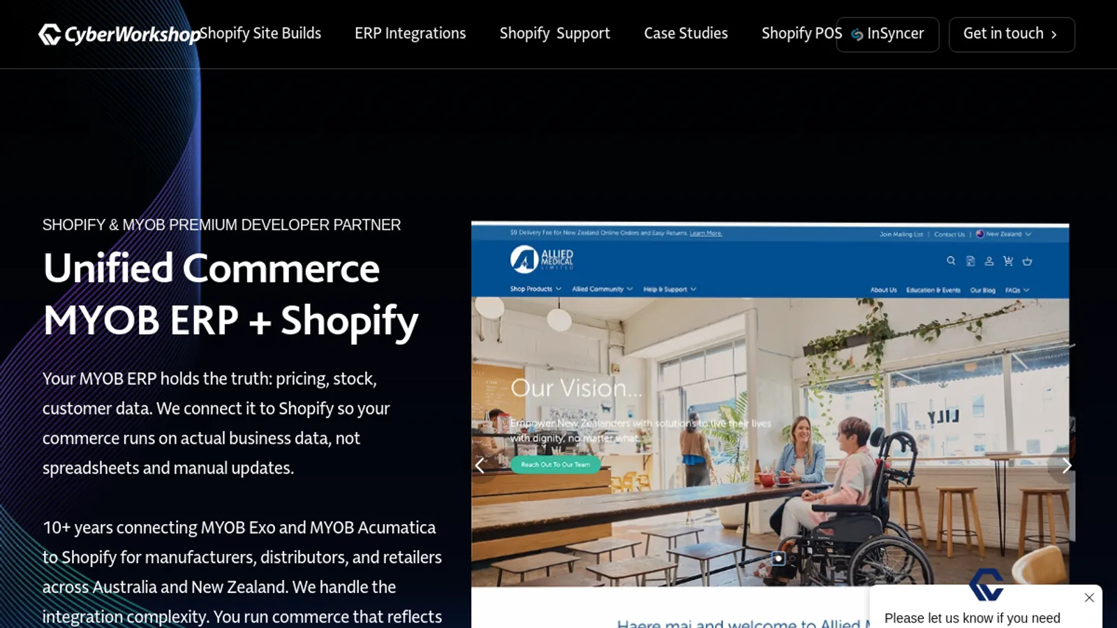 Screenshot of the CyberWorkshop homepage