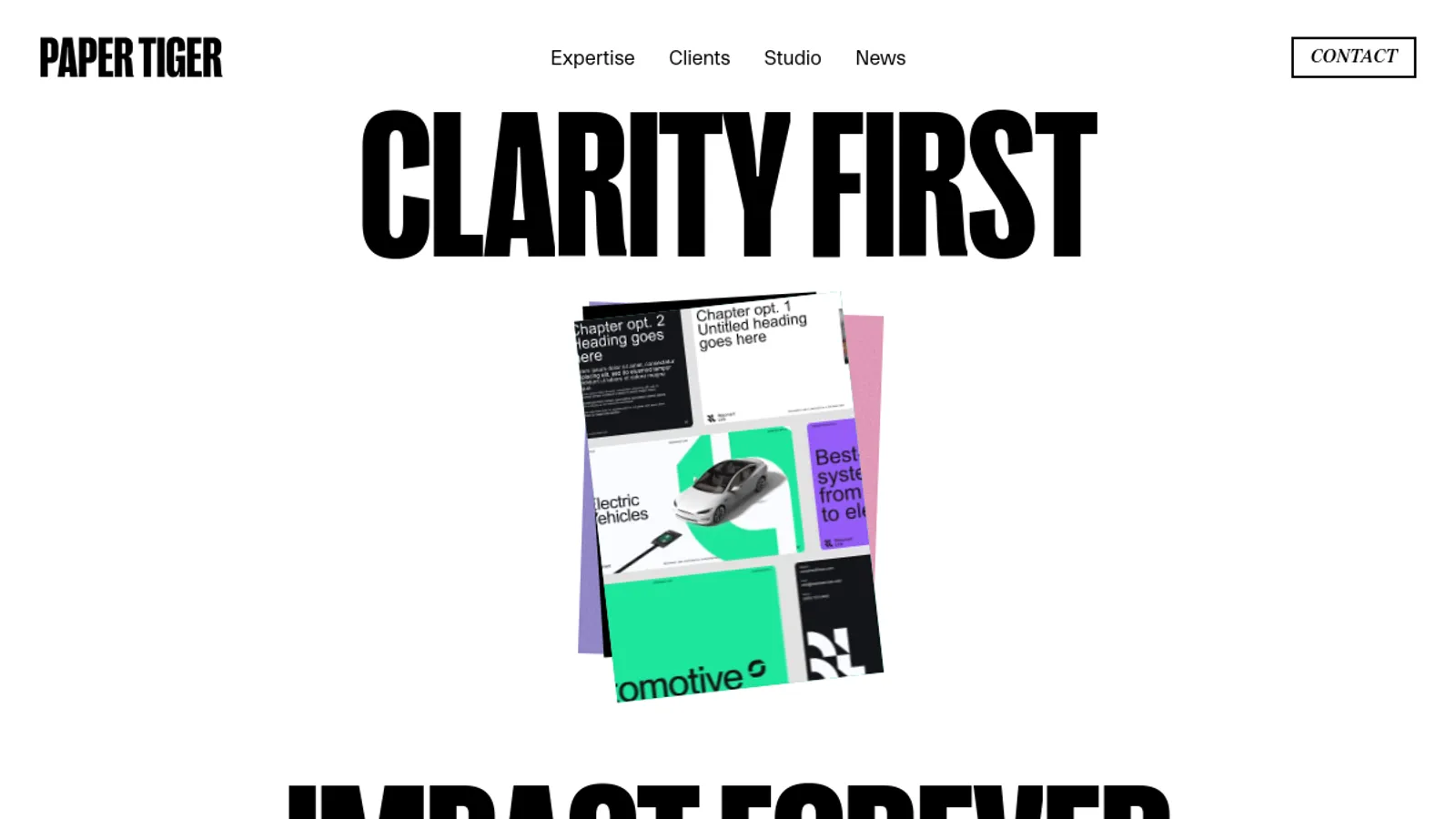 Screenshot of the Paper Tiger homepage