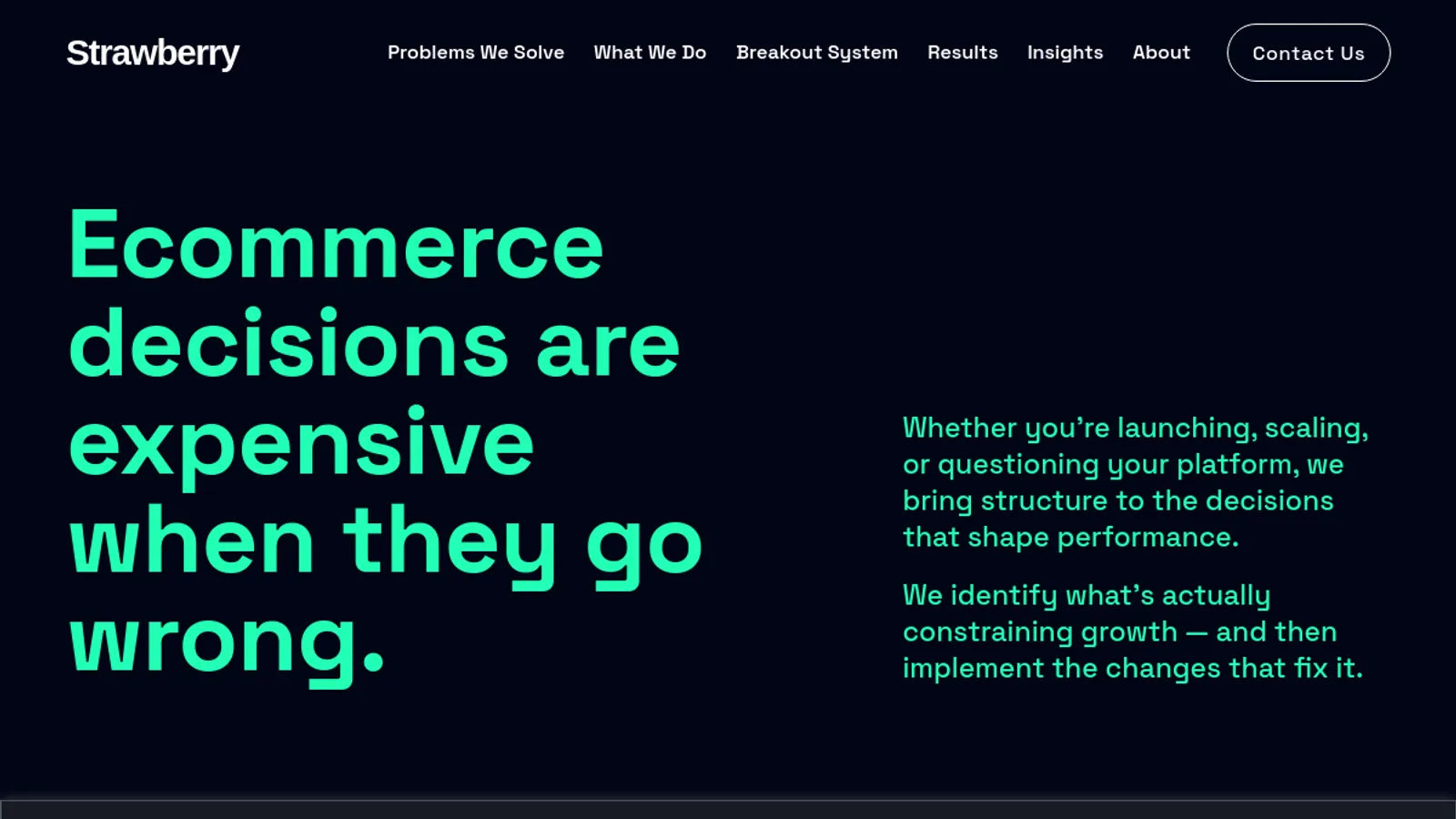 Screenshot of the Strawberry homepage