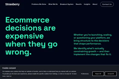 Screenshot of the Strawberry homepage