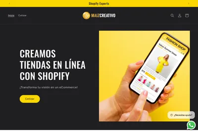 Screenshot of the Maíz Creativo homepage