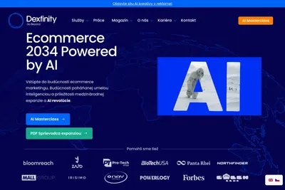 Screenshot of the Dexfinity homepage