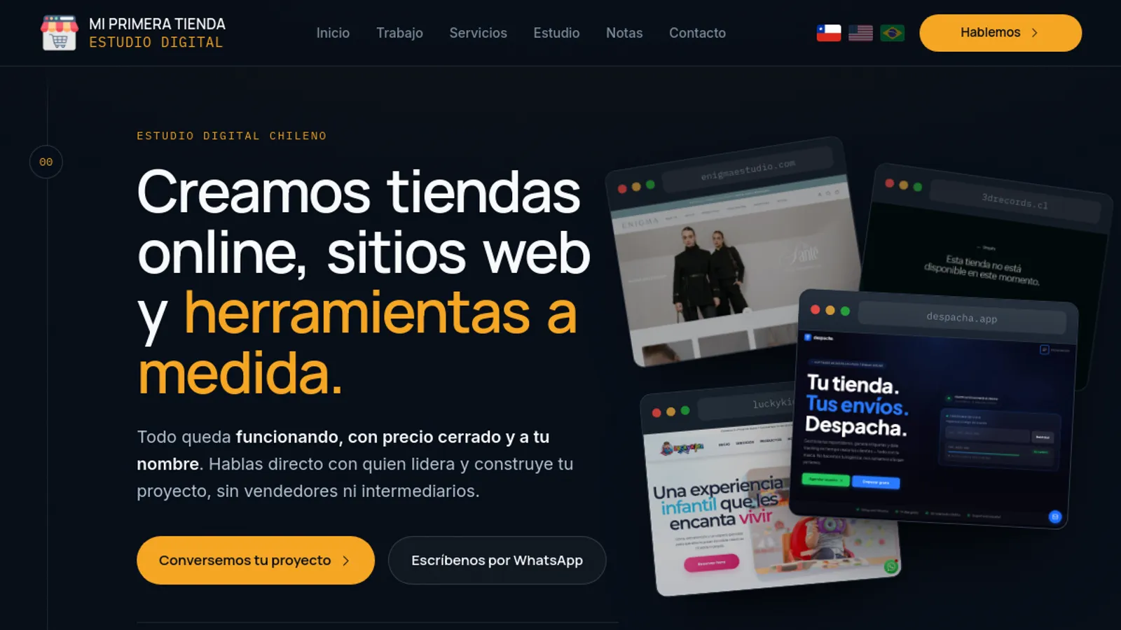 Screenshot of the Mi Primera Tienda homepage