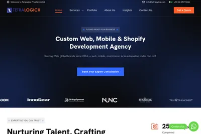 Screenshot of the Tetralogicx Pvt Ltd. homepage