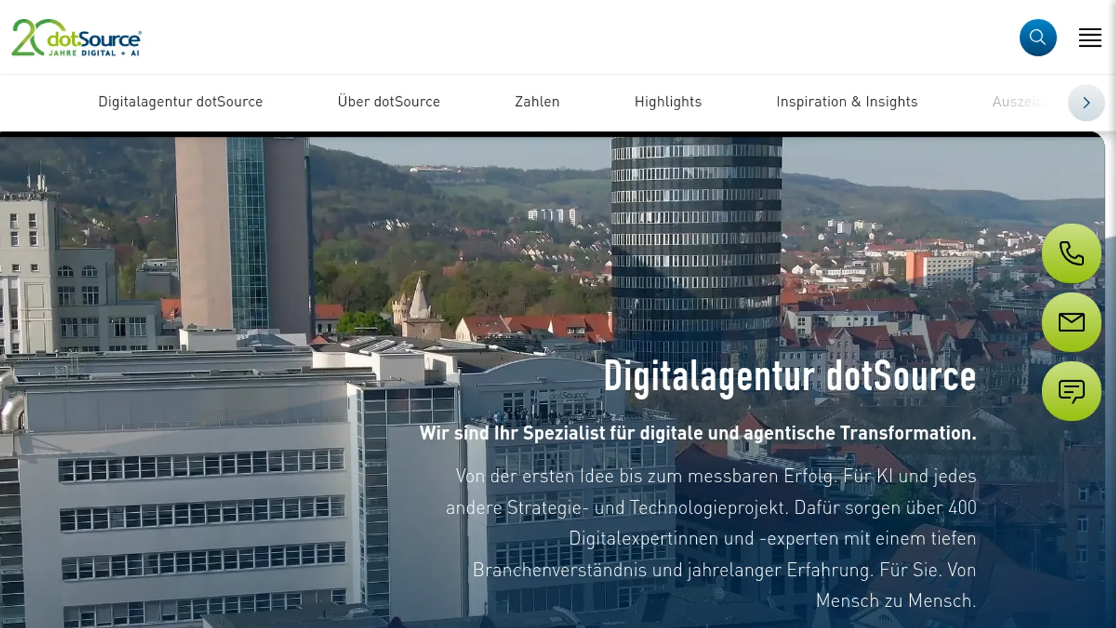 Screenshot of the dotSource SE homepage