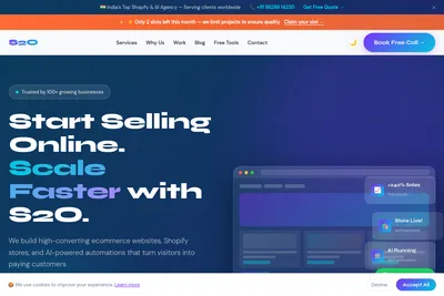 Screenshot of the Start Selling Online homepage