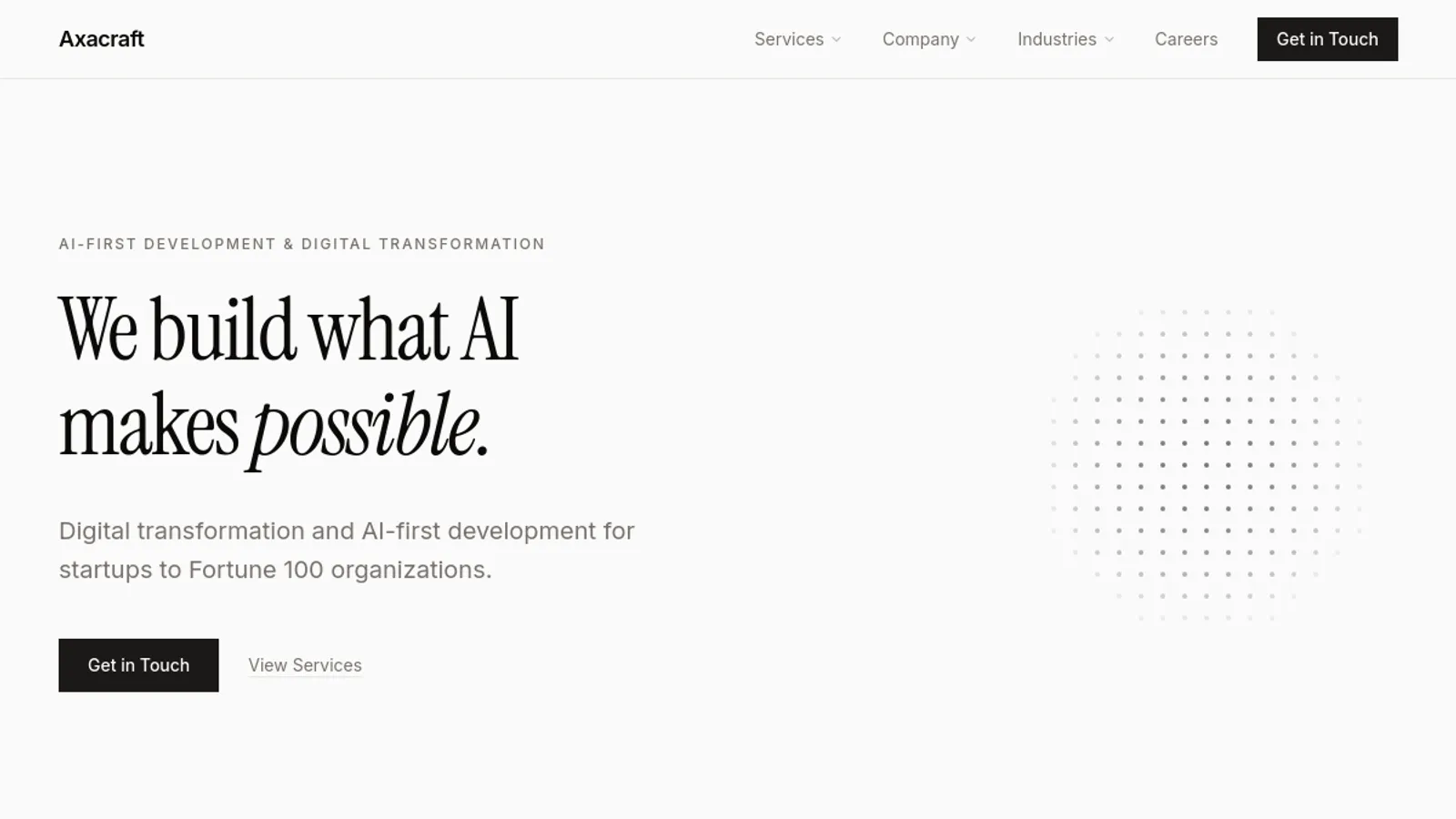 Screenshot of the Axacraft homepage