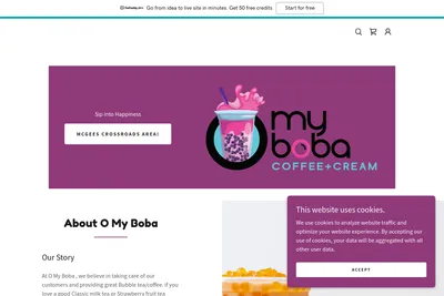 O My Boba Coffee + Cream website homepage