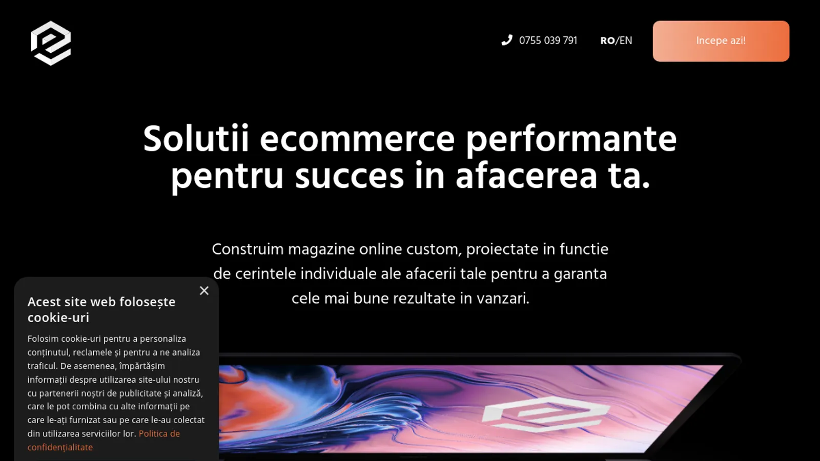 Screenshot of the Wecommerce homepage