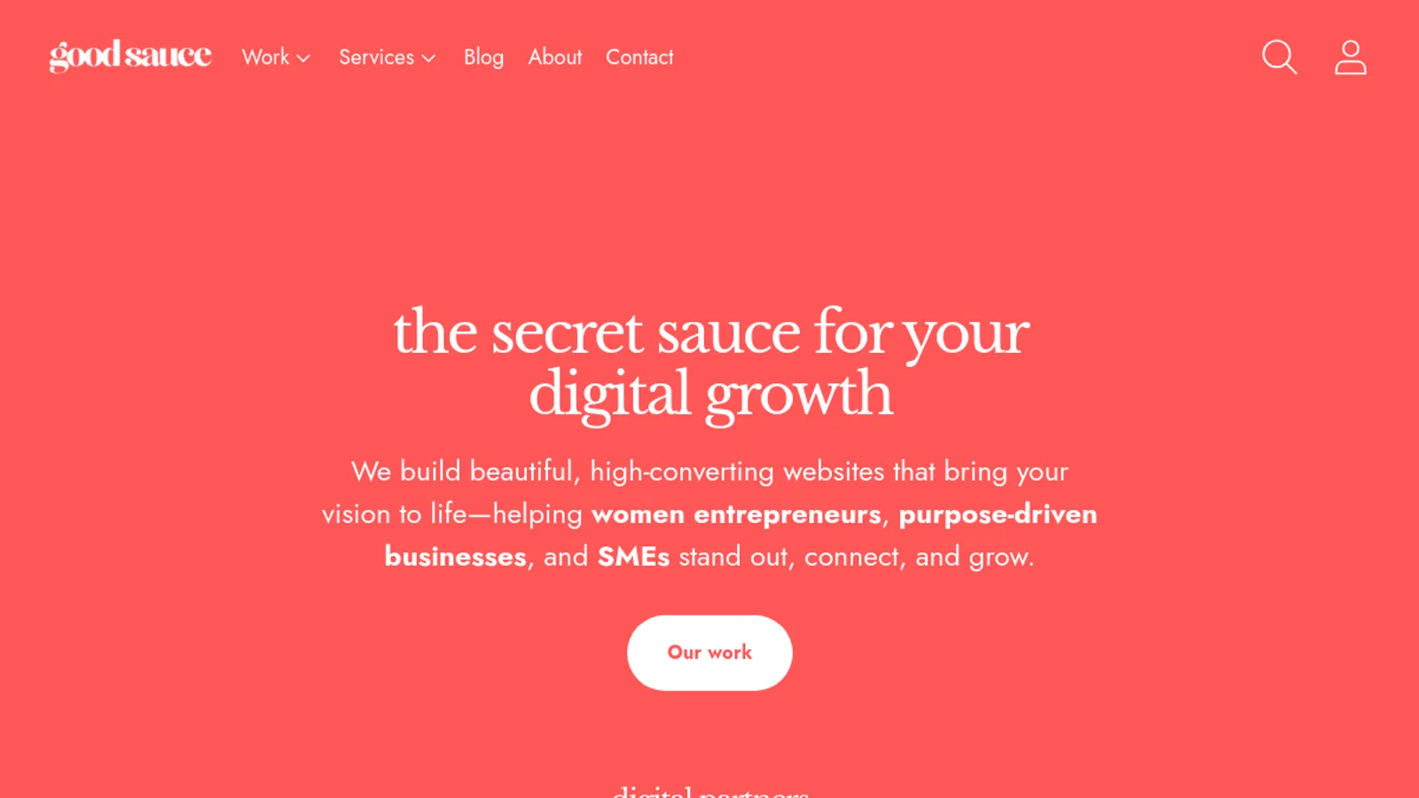Screenshot of the Good Sauce homepage