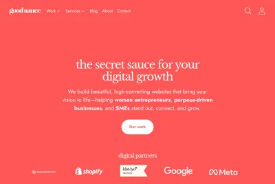 Screenshot of the Good Sauce homepage