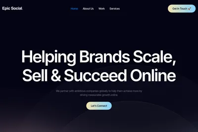 Screenshot of the Epic Social homepage