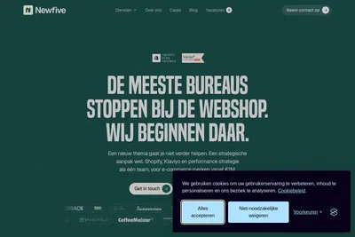 Screenshot of the Newfive B.V. homepage