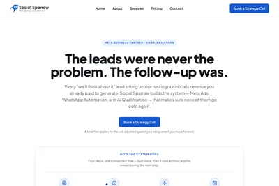 Screenshot of the Social Sparrow homepage