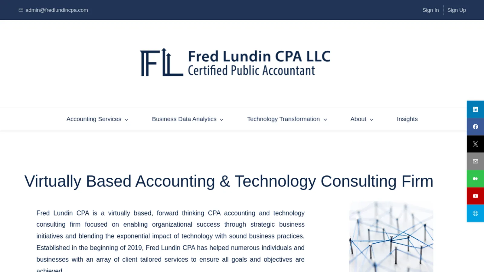 Screenshot of the Fred Lundin CPA LLC homepage