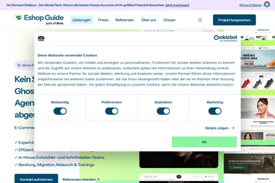 Screenshot of the Eshop Guide homepage