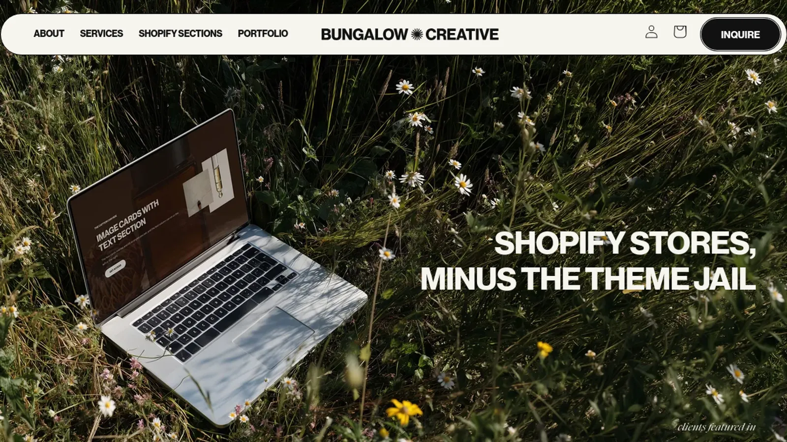 Screenshot of the Bungalow Creative homepage