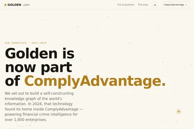 Screenshot of the Golden homepage