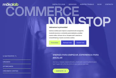 Screenshot of the Mökalab homepage