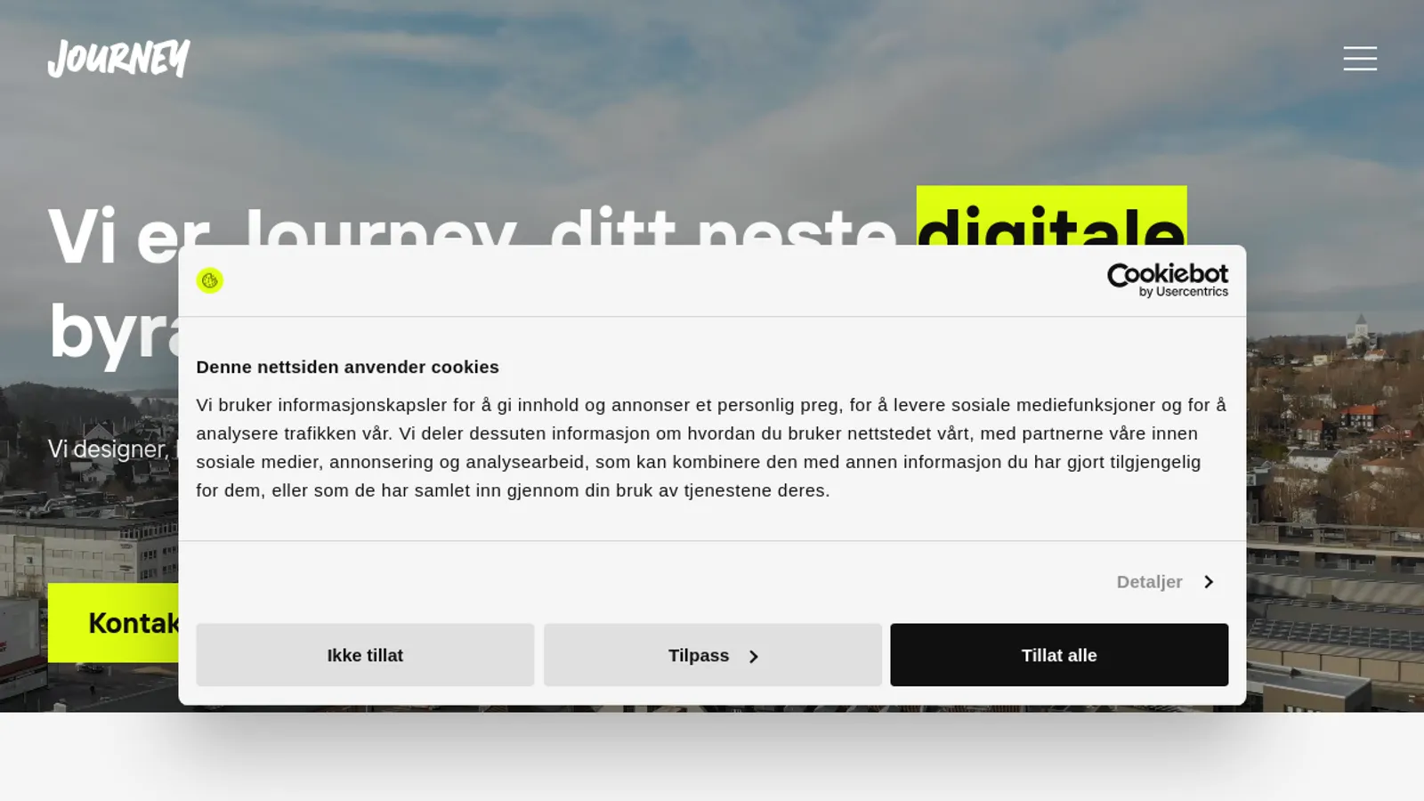 Screenshot of the Journey Agency homepage