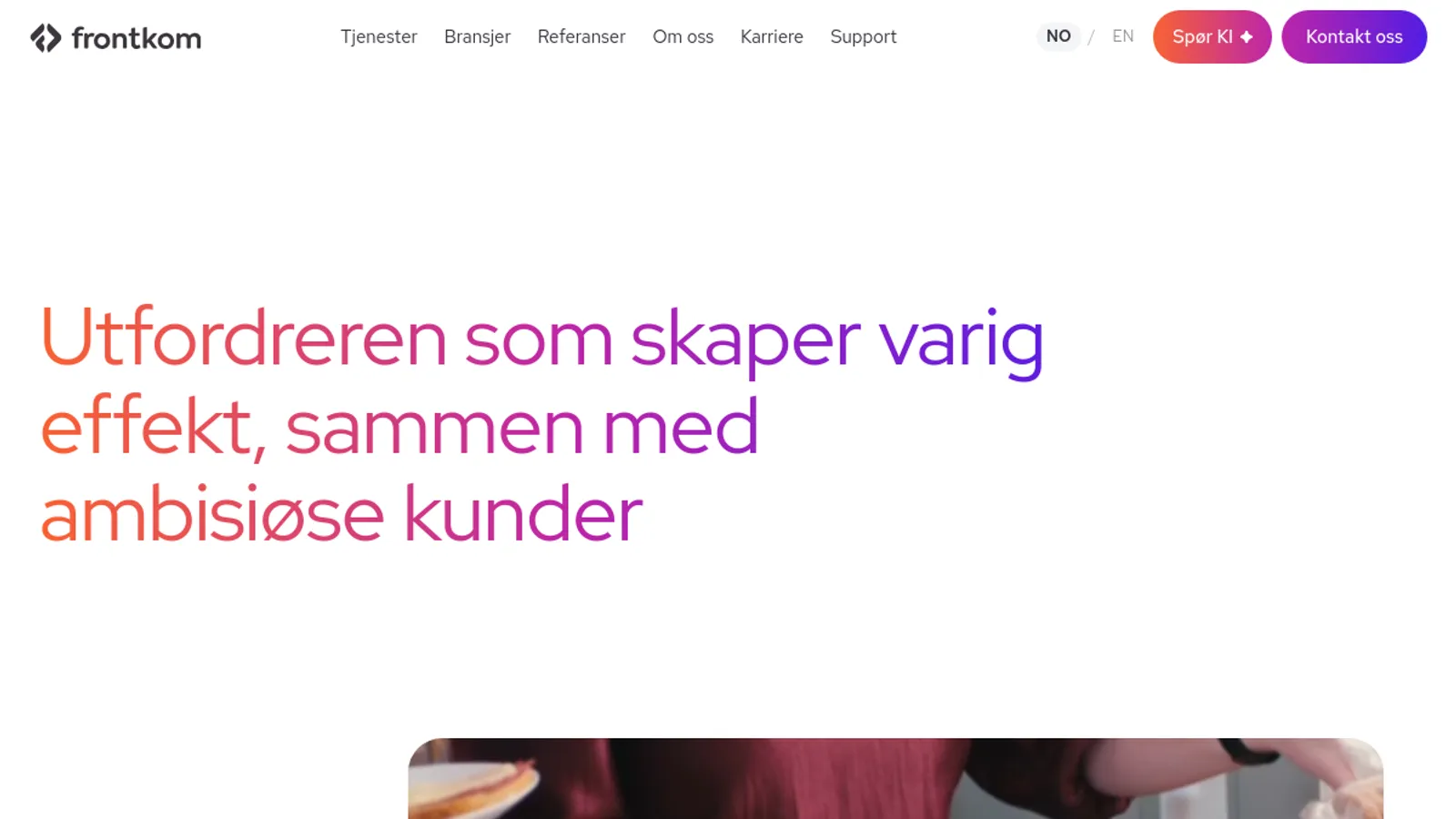 Screenshot of the Frontkom homepage