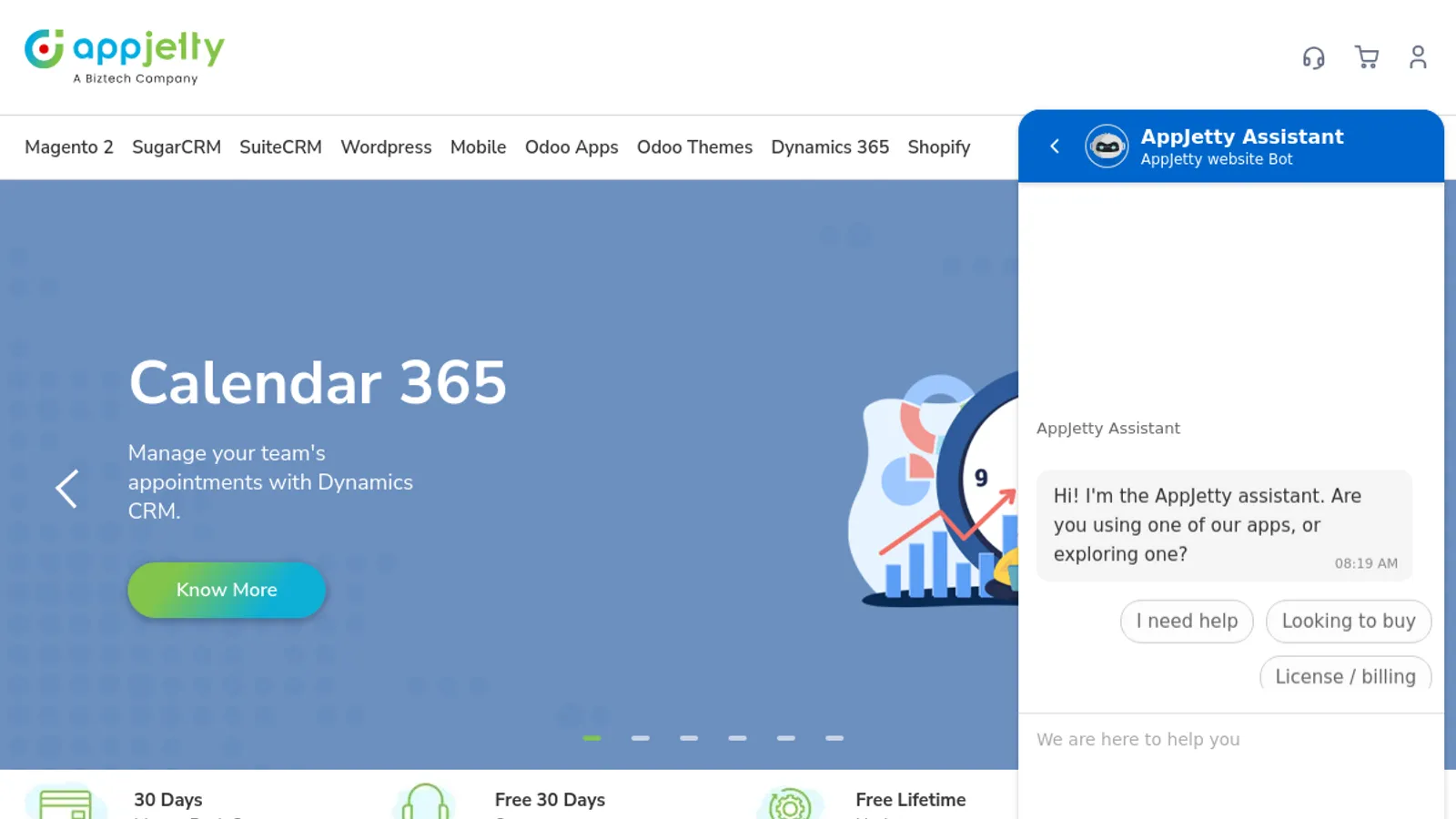 Screenshot of the AppJetty homepage