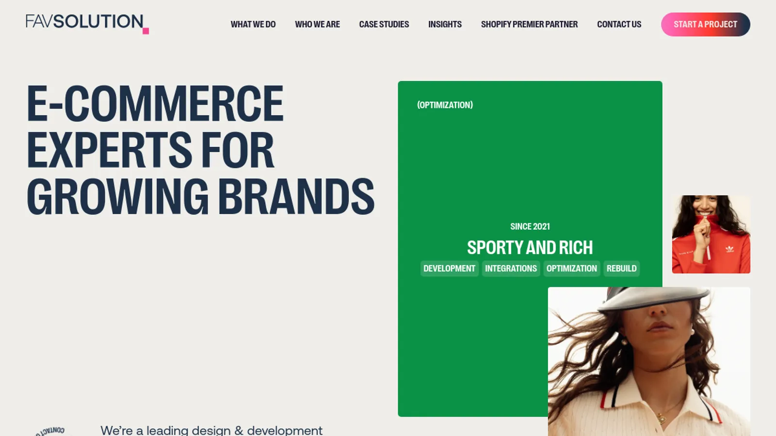 Screenshot of the FAV Solution homepage