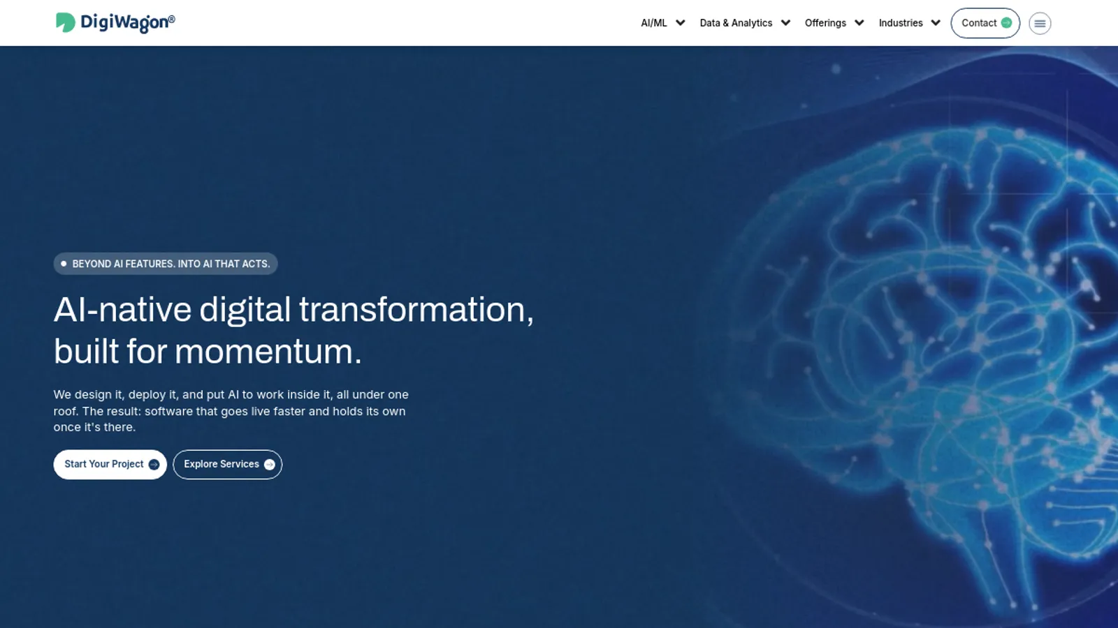 Screenshot of the Digiwagon Technologies Private Limited homepage