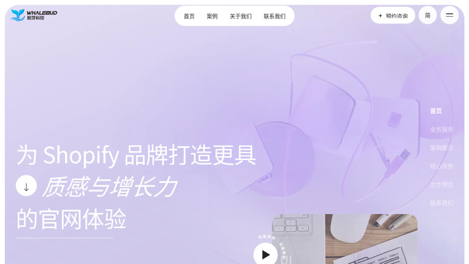 Screenshot of the Whalebud 鲸芽科技 homepage