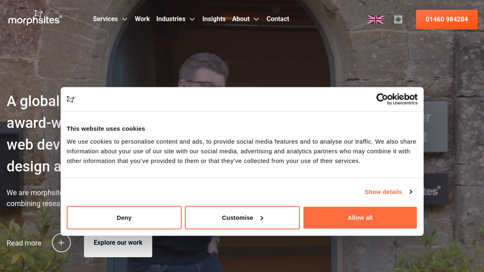 Screenshot of the morphsites homepage