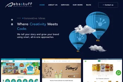 Screenshot of the WebsStuff homepage