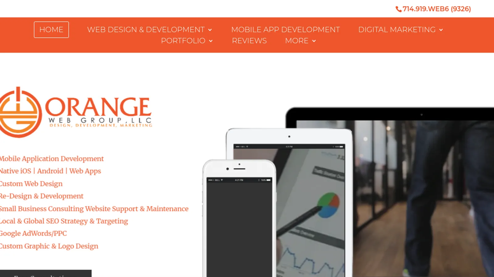 Screenshot of the Orange Web Group homepage