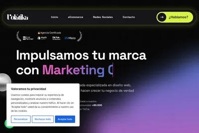 Screenshot of the Volátika homepage