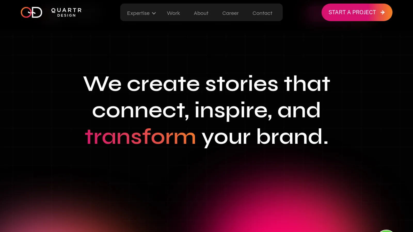 Screenshot of the Quartrdesign.com homepage