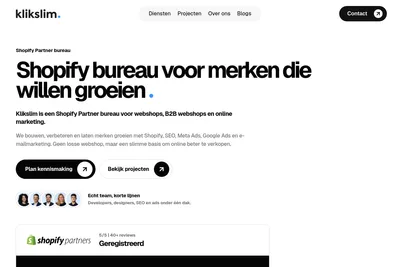 Screenshot of the Klikslim homepage