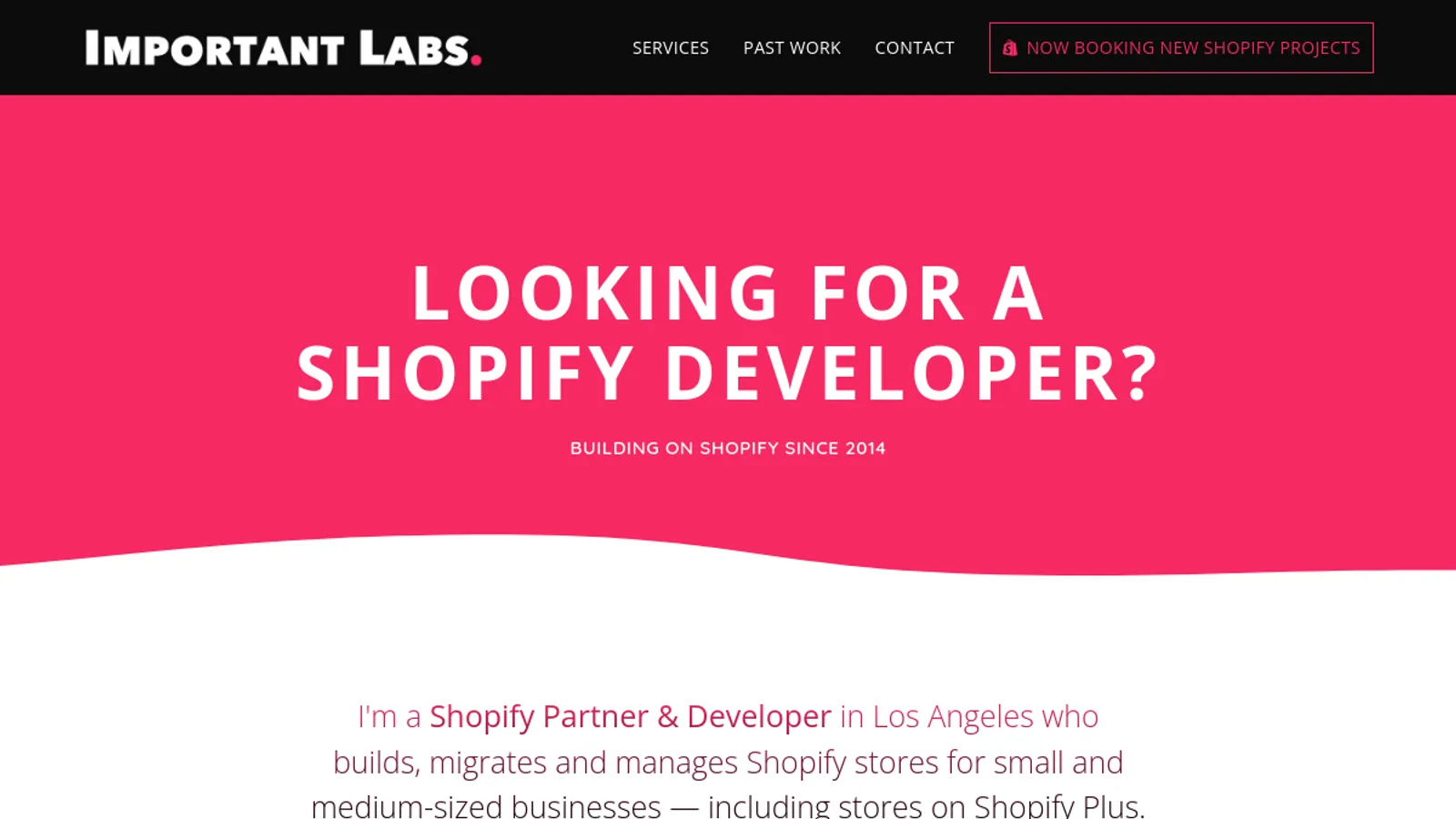 Screenshot of the Important Labs, LLC homepage