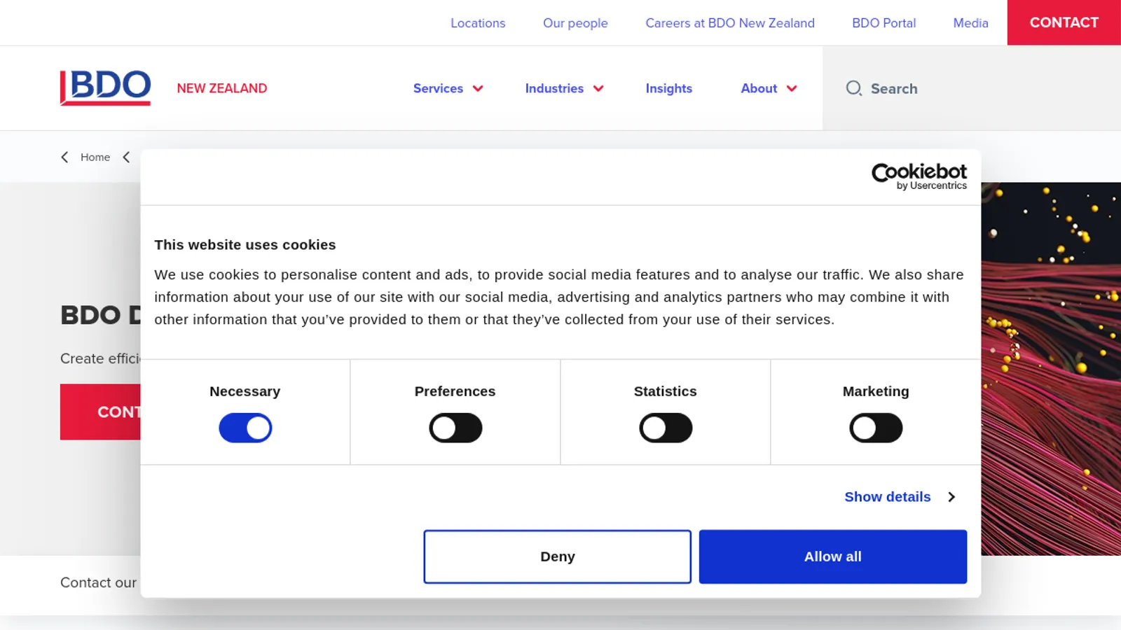 Screenshot of the BDO Digital homepage
