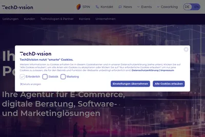 Screenshot of the TechDivision GmbH homepage