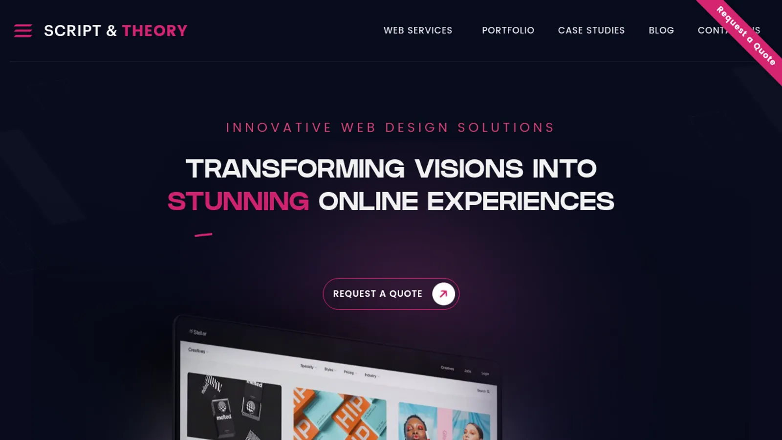 Screenshot of the Script & Theory homepage