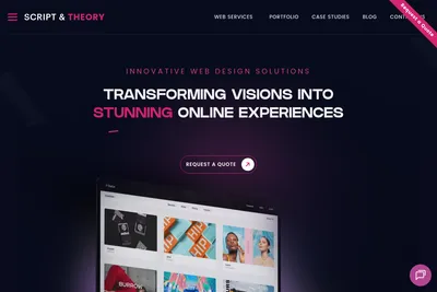 Screenshot of the Script & Theory homepage