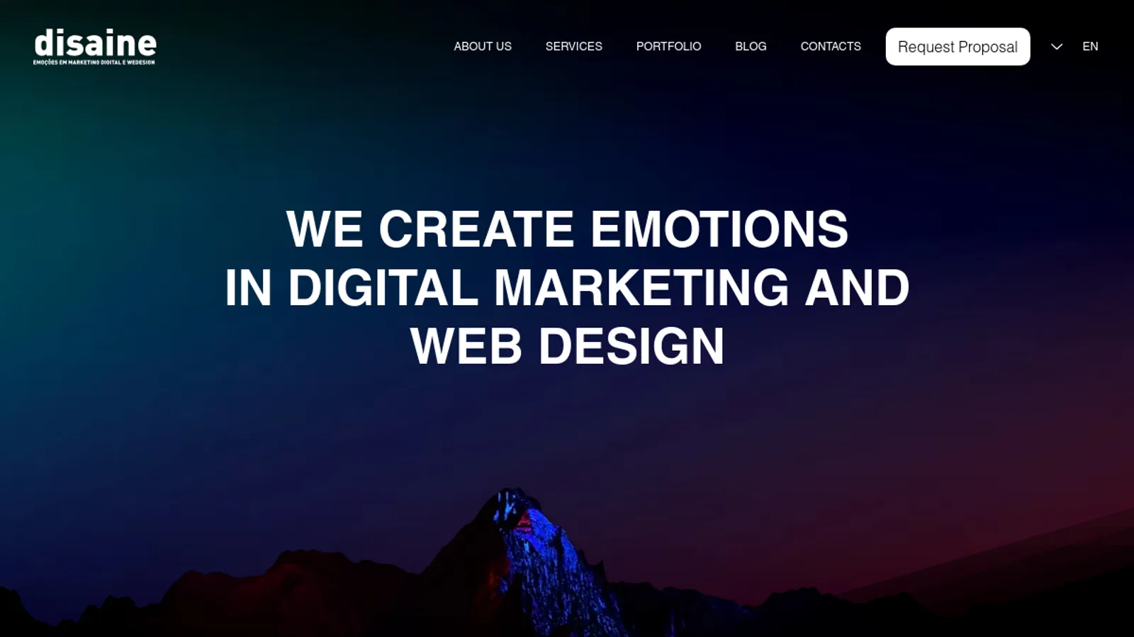 Screenshot of the Disaine homepage