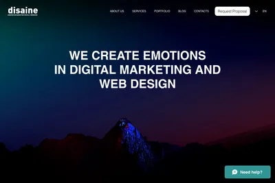 Screenshot of the Disaine homepage