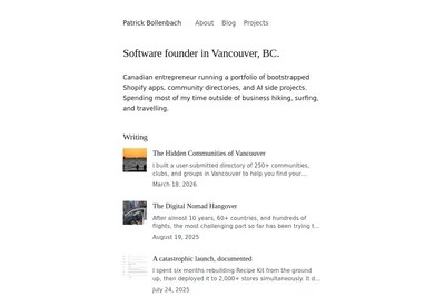 Screenshot of the Patrick Bollenbach homepage