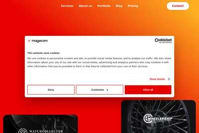 Screenshot of the Magecom homepage