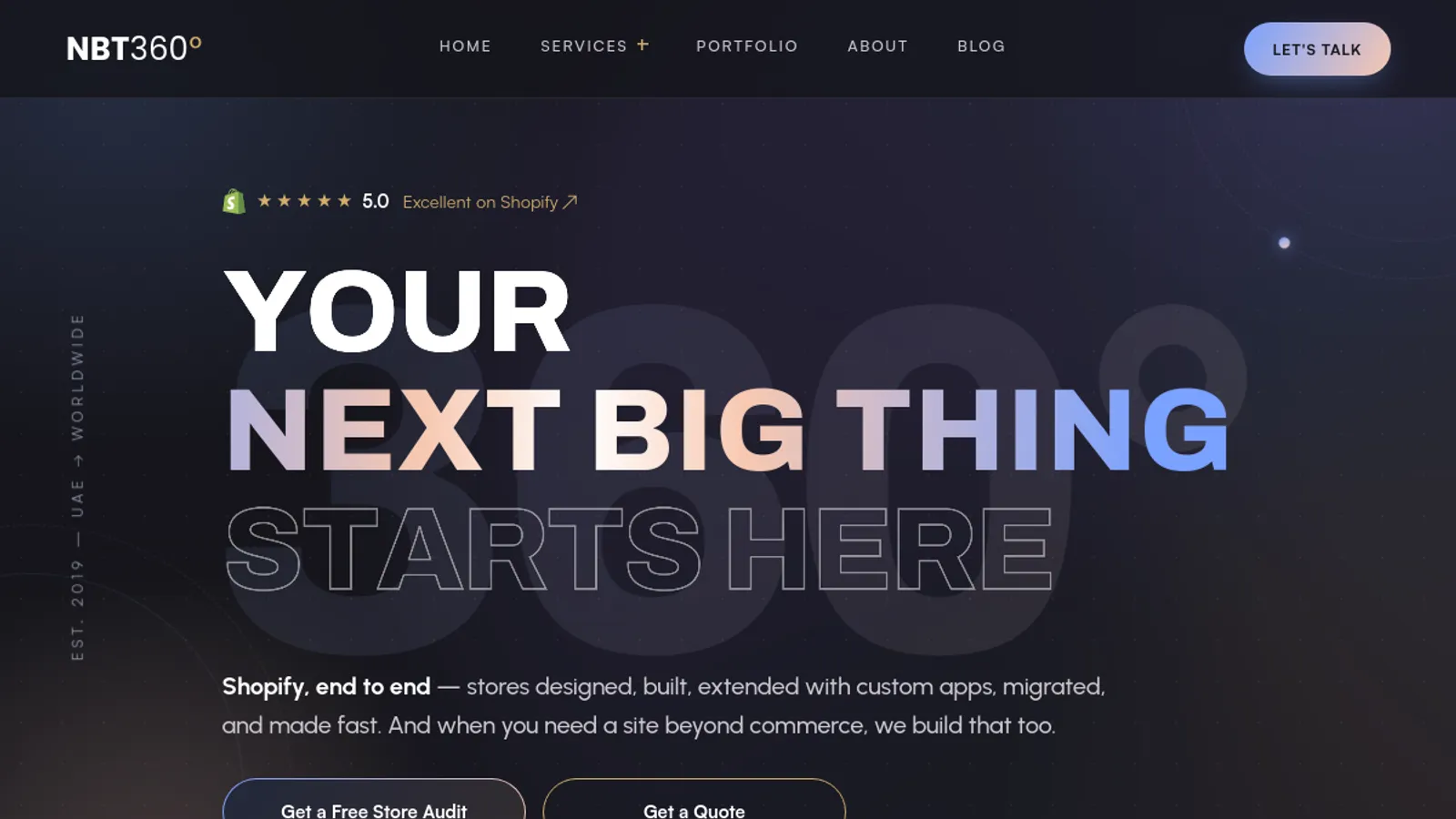 Screenshot of the NBT 360 homepage