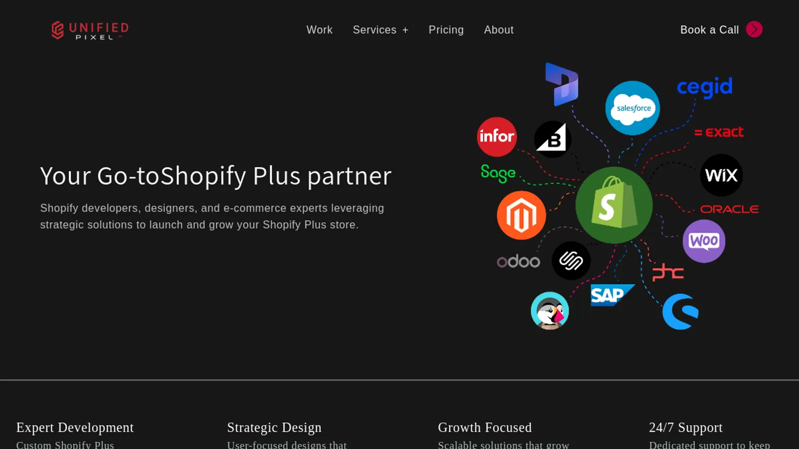 Screenshot of the Unified Pixel homepage