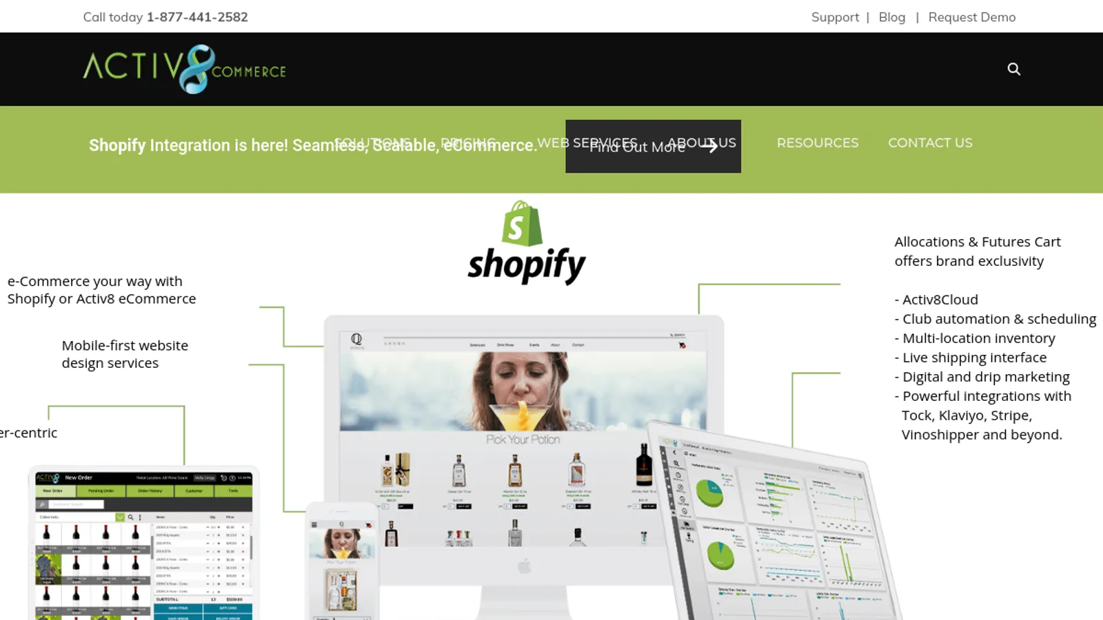 Screenshot of the Activ8 Commerce by Active Club Solutions, Inc. homepage