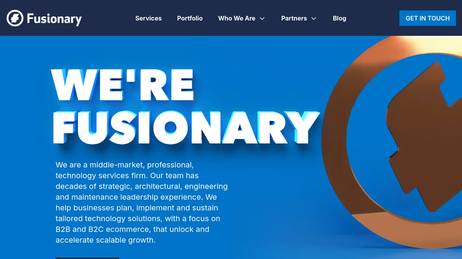 Screenshot of the Fusionary homepage